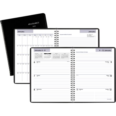 2020 AT-A-GLANCE 7 x 8 3/4 DayMinder Executive Weekly/Monthly Planner with Notes,12 Months, January Start, Black (G546-00-20)