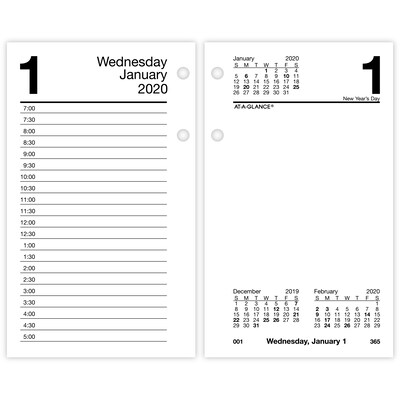2020 AT-A-GLANCE® 3 1/2 x 6 Daily Loose-Leaf Desk Calendar Refill, 12 Months, January Start (E717-50-20)