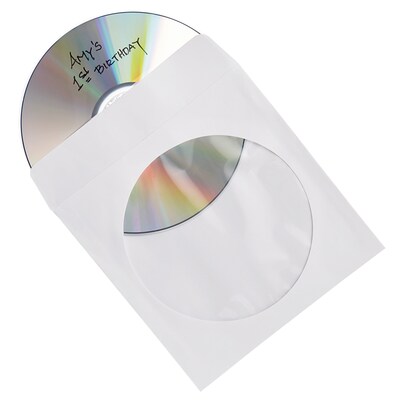 Verbatim Sleeve for CD/DVD, Clear/White Paper, 100/Pack (49976)