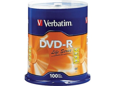 Verbatim Life Series 97177 16x DVD-R, Silver, 100/Pack