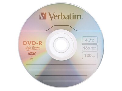 Verbatim Life Series 97177 16x DVD-R, Silver, 100/Pack