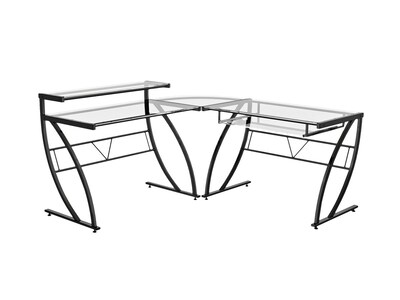 Z-Line Designs Belaire 60W L-Shaped Desk, Clear/Black Glossy (ZL1441-1DU)