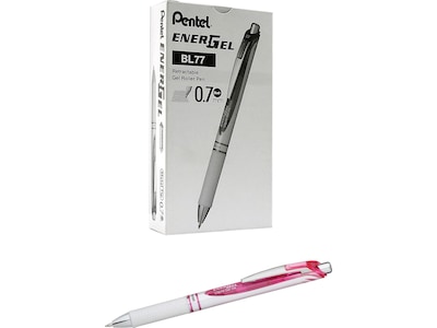 Pentel EnerGel Pearl Deluxe RTX Retractable Gel Pens, Medium Point, Pink Ink, Dozen (BL77PW-P)