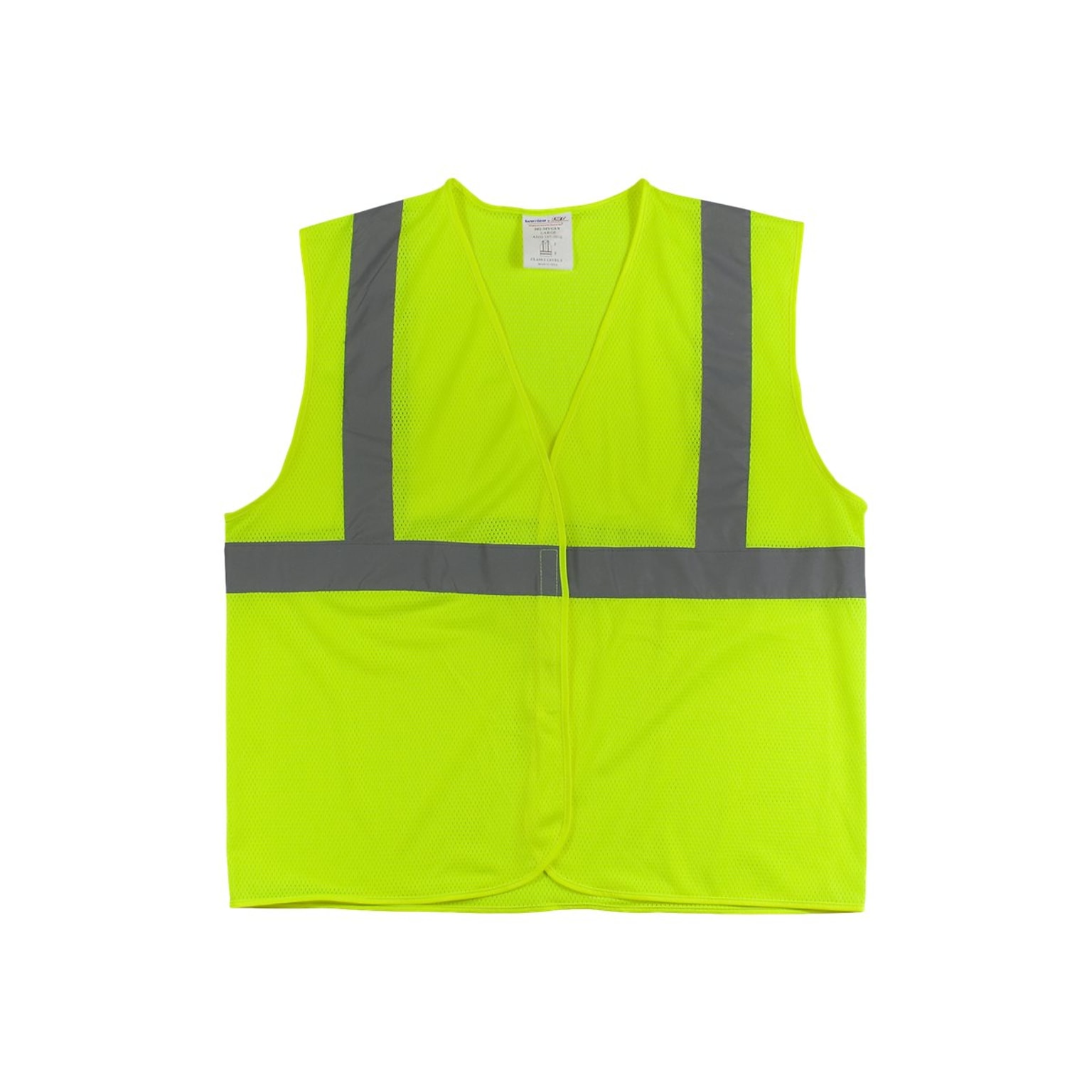 Protective Industrial Products Hook & Loop Safety Vest, ANSI Class R2, X-Large, Hi-Vis Lime Yellow (302-MVG-LY/XL)