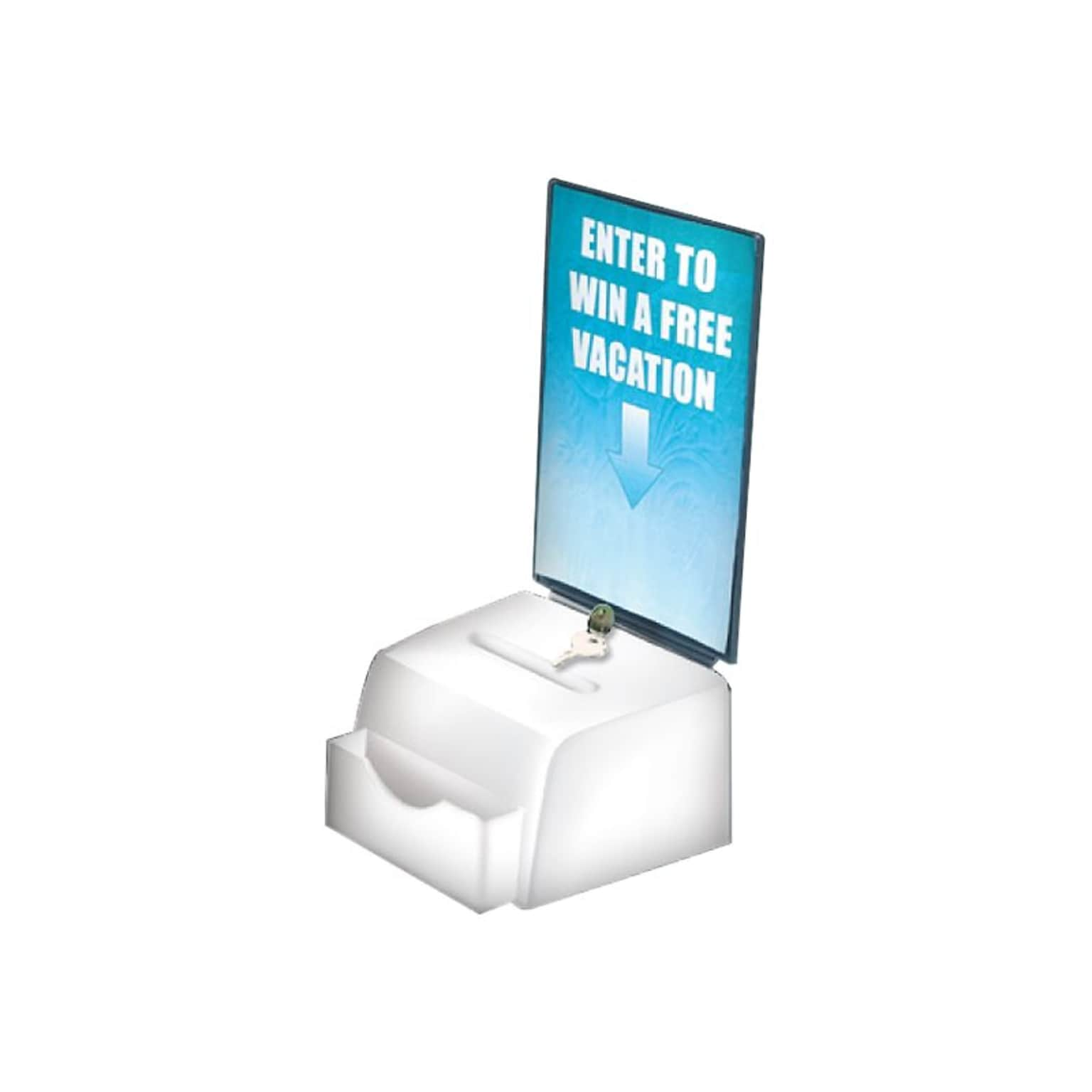 Azar Locking Styrene Suggestion Box, White (206776)