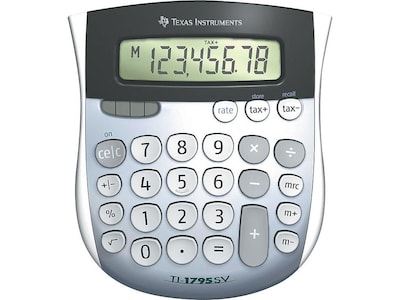 Texas Instruments TI-1795 SV 8-Digit Desktop Calculator, Gray/Silver