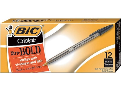 BIC Cristal Xtra Ballpoint Pens, Bold Point, Black Ink, Dozen (MSB11BLK)