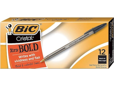 BIC Cristal Xtra Ballpoint Pens, Bold Point, Black Ink, Dozen (MSB11BLK)