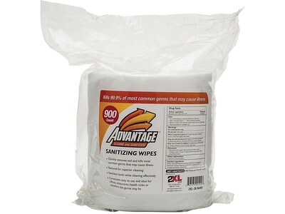 Gym Wipes Advantage Sanitizing Wipes, No Scent, 900 Sheets/Roll, 4 Rolls/Carton (2XL-36)