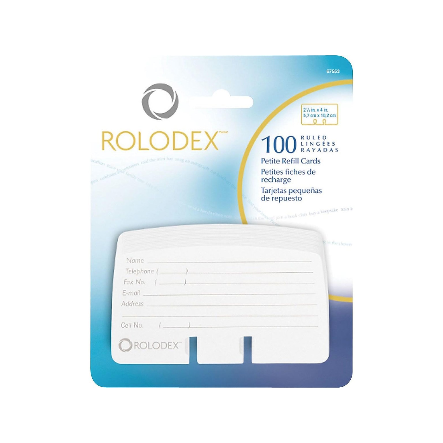 Rolodex Refill Rotary Cards, White, 100/Pack (67553)