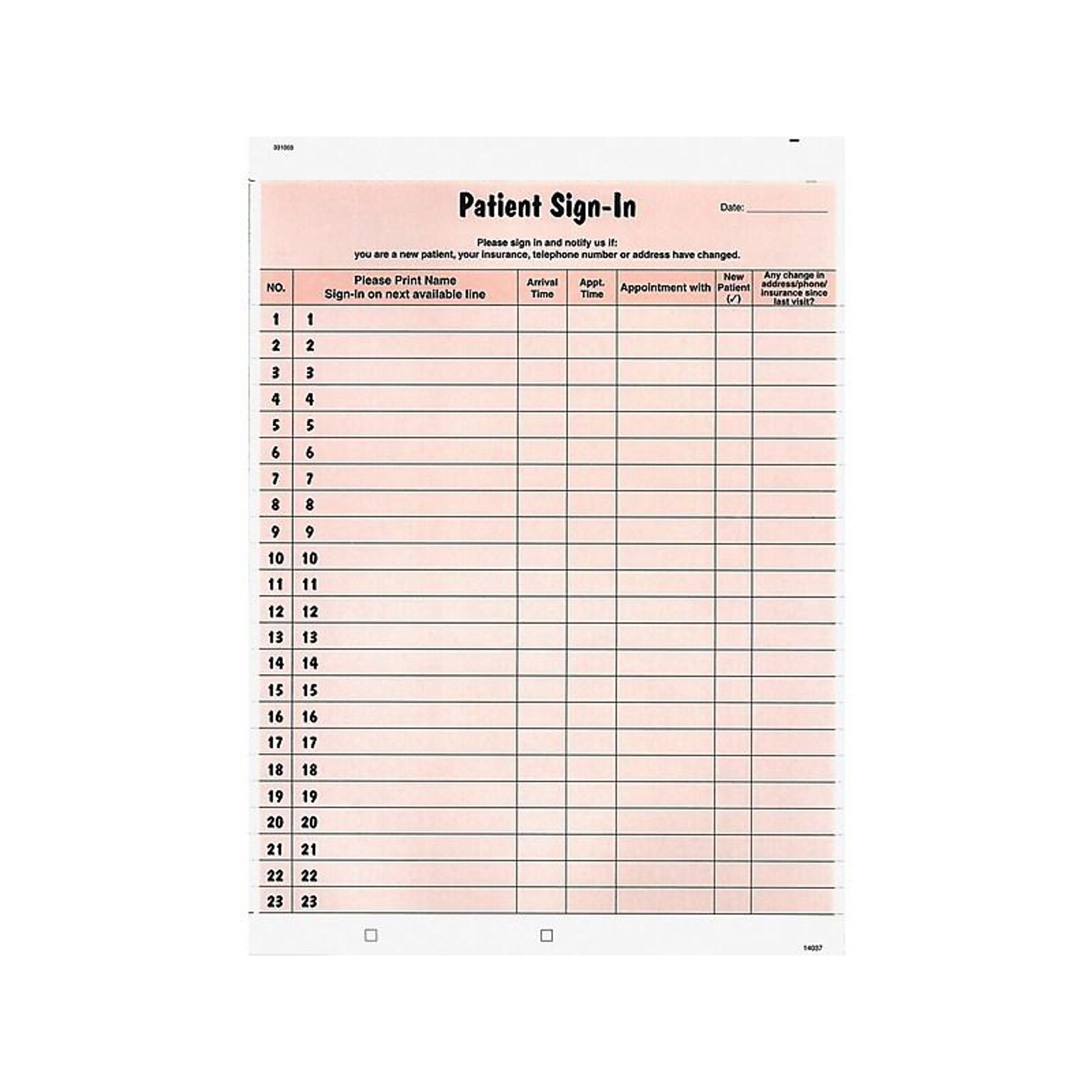 Tabbies Patient Privacy Sign-In Sheets, 2-Part, 125/Pack (TAB14530)
