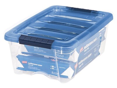 Iris Stack & Pull 12.9 Qt. Latch Lid Storage Bin, Navy/Clear (100306)