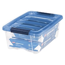 Iris Stack & Pull 12.9 Qt. Latch Lid Storage Bin, Navy/Clear (100306)