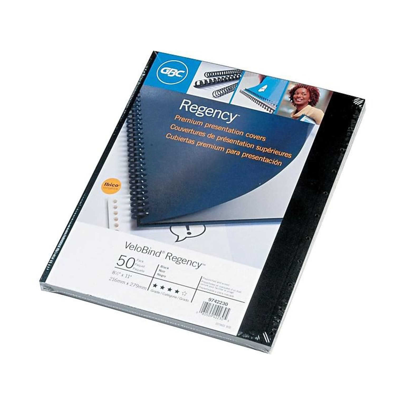 GBC Regency VeloBind Presentation Covers, 8.5W x 11H, Black, 50 Pack (9742230)