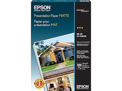 Epson Matte Presentation Paper, 11 x 17, 100 Sheets/Pack (S041070)