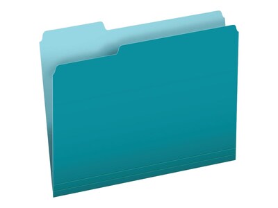 Pendaflex Two-Tone File Folders, 3-Tab, Letter Size, Teal, 100/Box (PFX 152 1/3 TEA)