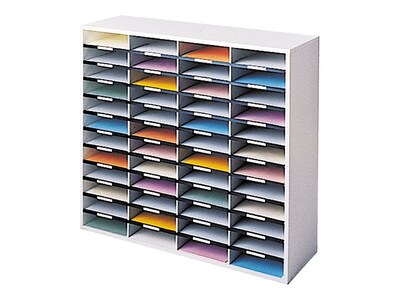 Fellowes 48-Compartment Literature Organizers, 38.25" x 34.69", Dove Gray (25081)