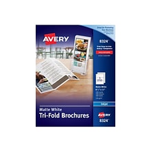 Avery Tri-Fold Matte Brochure Paper, 8.5 x 11, 100 Sheets/Pack (08324)