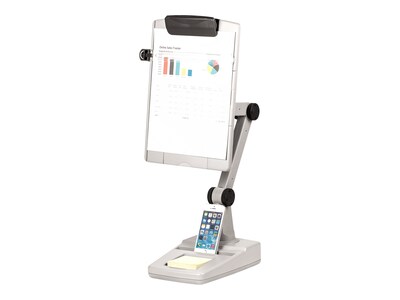 Fellowes Flex Arm Weighted Base Plastic Document Stand with Lip & Guide Bar, Platinum/Gray (21128)
