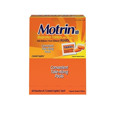 Motrin IB 200mg Ibuprofen Cets, 2/Packet, 50 Packets/Box (48152)