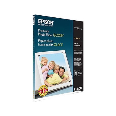 Epson Premium Glossy Photo Paper, 8.5 x 11, 50/Pack (S041667)