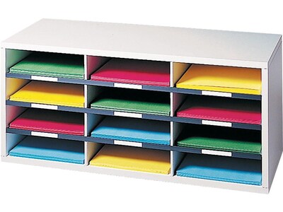 Fellowes 12-Compartment Literature Organizers, 29" x 12.94", Dove Gray (25004)