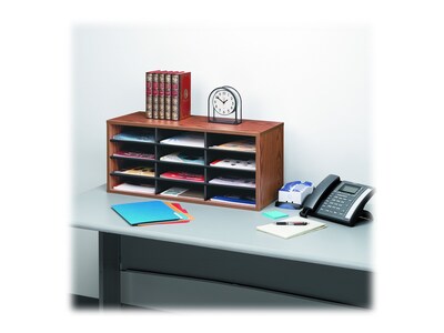 Fellowes 12-Compartment Literature Organizers, 29" x 12.94", Medium Oak (25400)