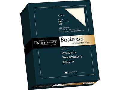 Southworth 8.5 x 11 Business Paper, 24 lbs., 100 Brightness, 500/Box (31-126-16)