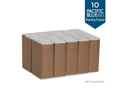 Pacific Blue Basic Recycled C-Fold Paper Towels, 1-ply, 240 Sheets/Pack, 10 Packs/Carton (25190)