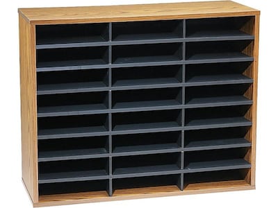 Fellowes 24-Compartment Literature Organizers, 29 x 23.44, Medium Oak (25043)