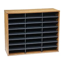 Fellowes 24-Compartment Literature Organizers, 29 x 23.44, Medium Oak (25043)