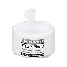 Table Mate Plastic Plates, White, 125/Pack (TBL-9644)