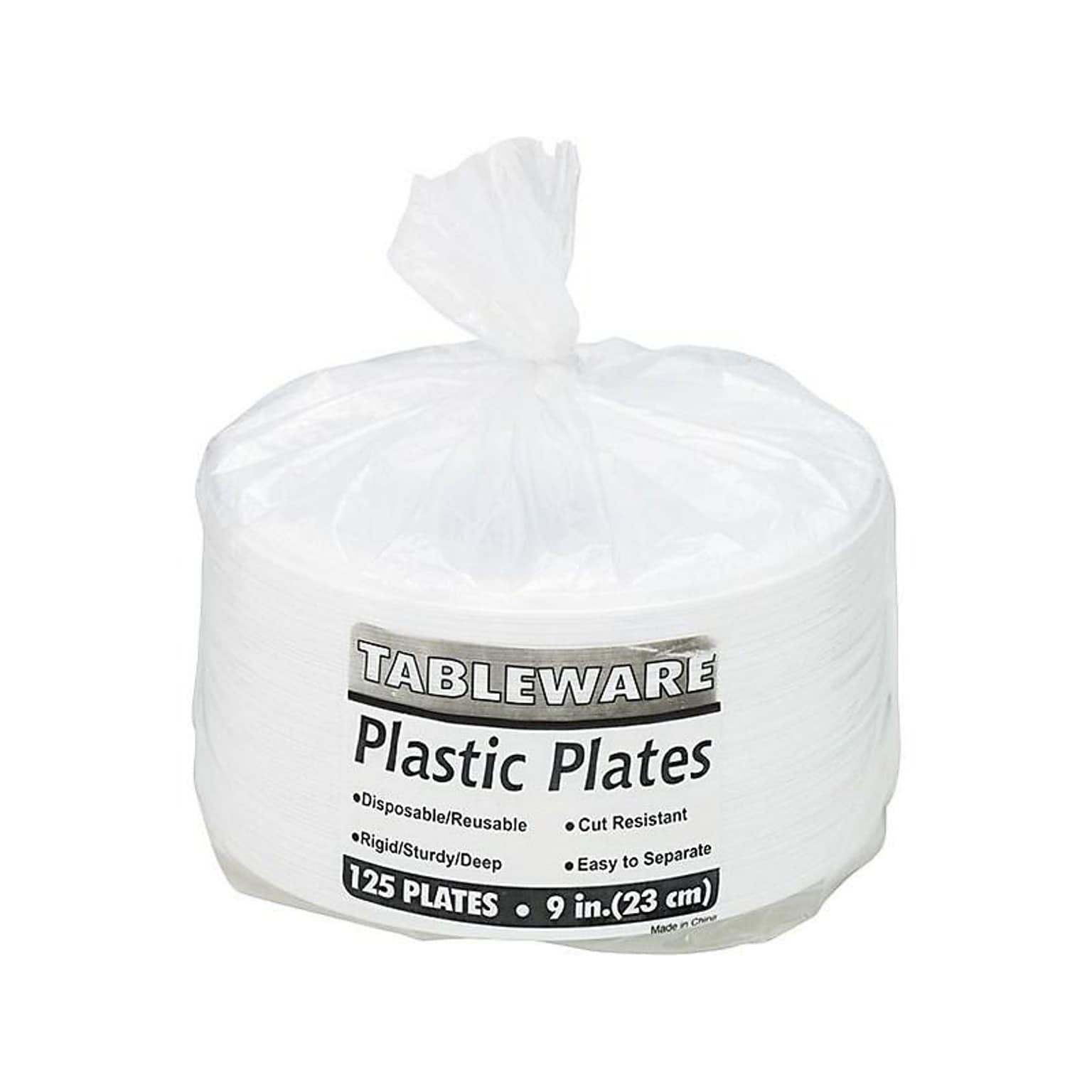 Table Mate Plastic Plates, White, 125/Pack (TBL-9644)