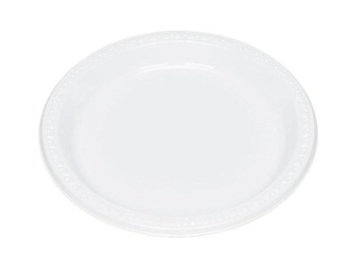 Table Mate Plastic Plates, White, 125/Pack (TBL-9644)