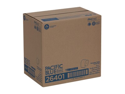 Pacific Blue Basic Recycled Hardwound Paper Towels, 1-ply, 580 ft./Roll, 12 Rolls/Carton (26401)