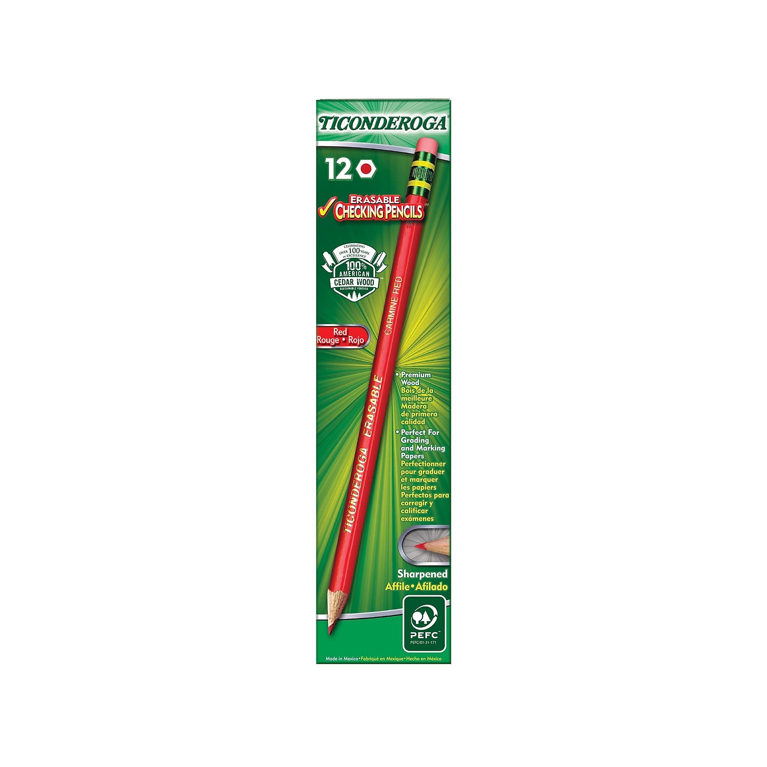 Dixon Ticonderoga Colored Pencils, Carmine Red, Dozen (14259)