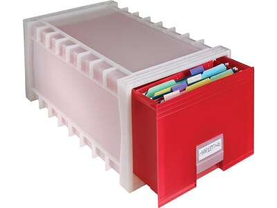 Storex Plastic Drawer, Letter/Legal Size, Red (61105U01C)