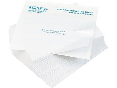 PM Company Postage Meter Double Tape Inkjet Shipping Labels, 4 x 5 1/2, White, 2 Labels/Sheet, 75 Sheets/Pack (05204)