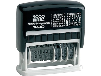 2000 PLUS 12-in-1 Self Inking Date and Message Stamp, Black Ink (011090)