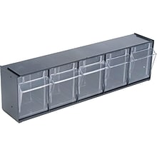 Deflect-O Interlocking Tilt Bin Plastic Compartment Storage, Black/Transparent (20504OP)