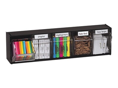 Deflect-O Interlocking Tilt Bin Plastic Compartment Storage, Black/Transparent (20504OP)