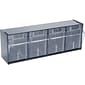 Deflect-O Interlocking Tilt 4-Bin Compartment Storage, Hard Plastic, Black/Transparent (20404OP)