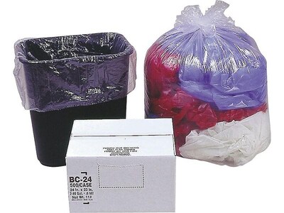 50 Small to Medium Trash Bags | 7-8-9-10 Gallon Trash Bags | 24 x 24 Clear Garbage Bags - Commercial Waste Basket Trash Bags | Bulk Plastic Bathroom