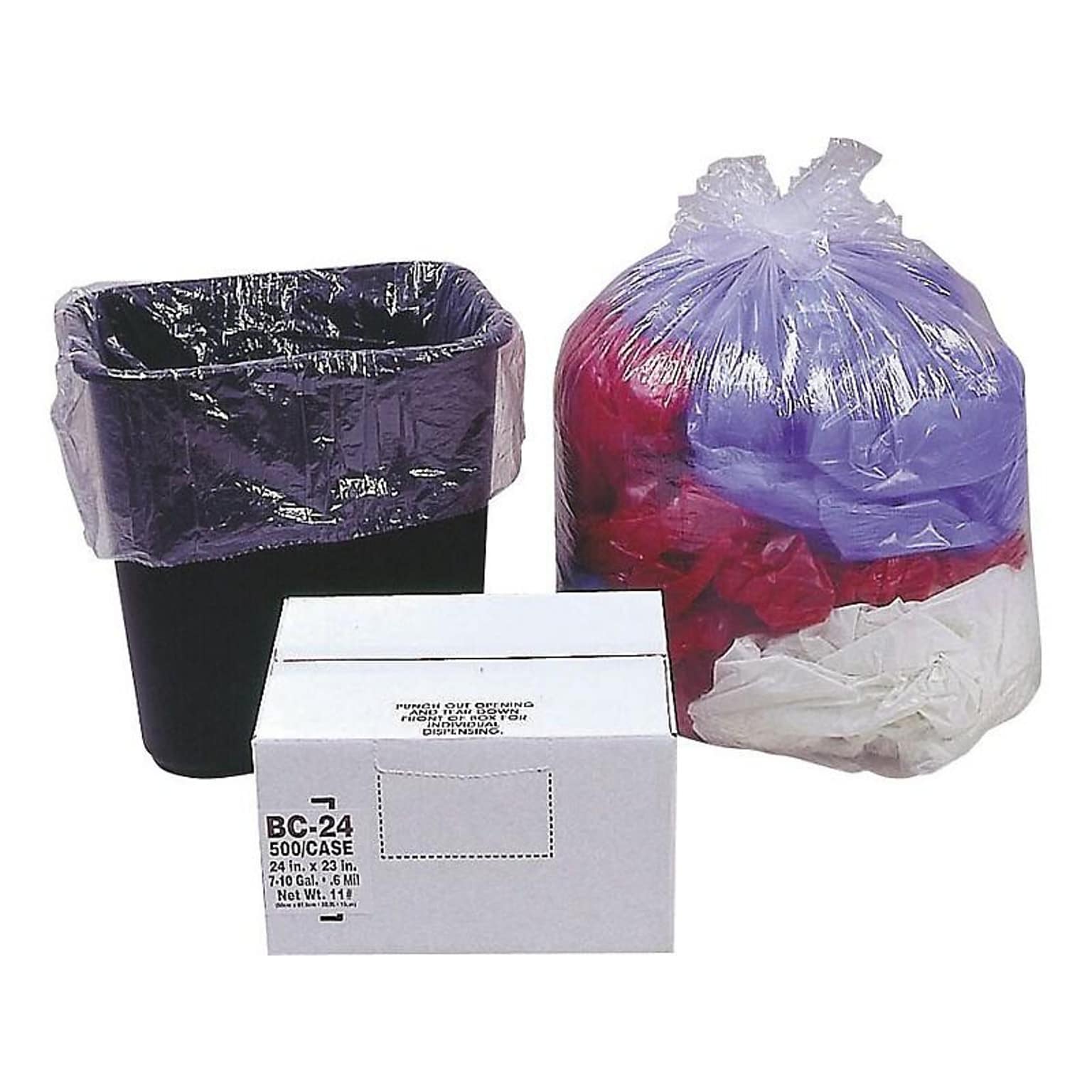 Berry Global Classic 10 Gallon Industrial Trash Bag, 23 x 24, Low Density, 0.6mil, Clear, 500 Bags/Box (WEBBC24-538900)