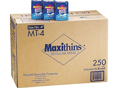 Maxithins Regular Maxi Sanitary #4 Napkins, White, 250/Carton (MT-4)