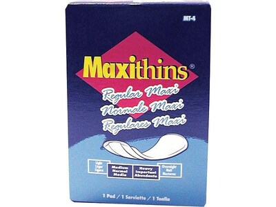 Maxithins Regular Maxi Sanitary #4 Napkins, White, 250/Carton (MT-4)