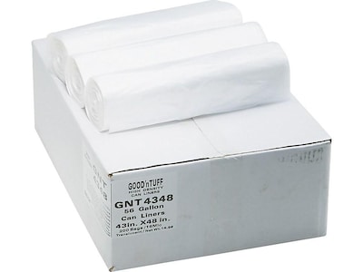 Berry Global 56 Gal 43x47 1.3 Mil White Trash Bags, 5 Rolls Of 20, Case Of  100