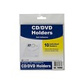 C-Line Adhesive Holders for CD/DVD, Clear Polypropylene/PP, 10/Pack (70568)