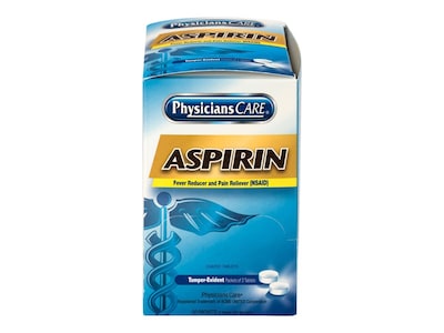 Physicians Care 325mg Aspirin Tablets, 2/Packet, 50 Packets/Box (90014)