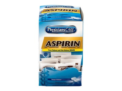 Physicians Care 325mg Aspirin Tablets, 2/Packet, 50 Packets/Box (90014)